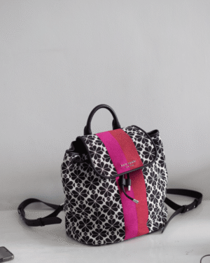 KS Flower Jacquard Stripe Sinch Medium Flap Black Multi