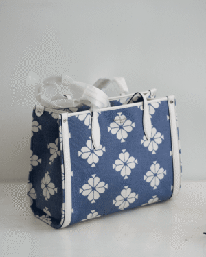 KS Spaced Flower Jacquard Medium Market Tote Halo White