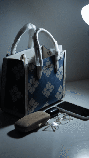 KS Spade Flower Two-tone Canvas Manhattan Small Tote Halo White Multi