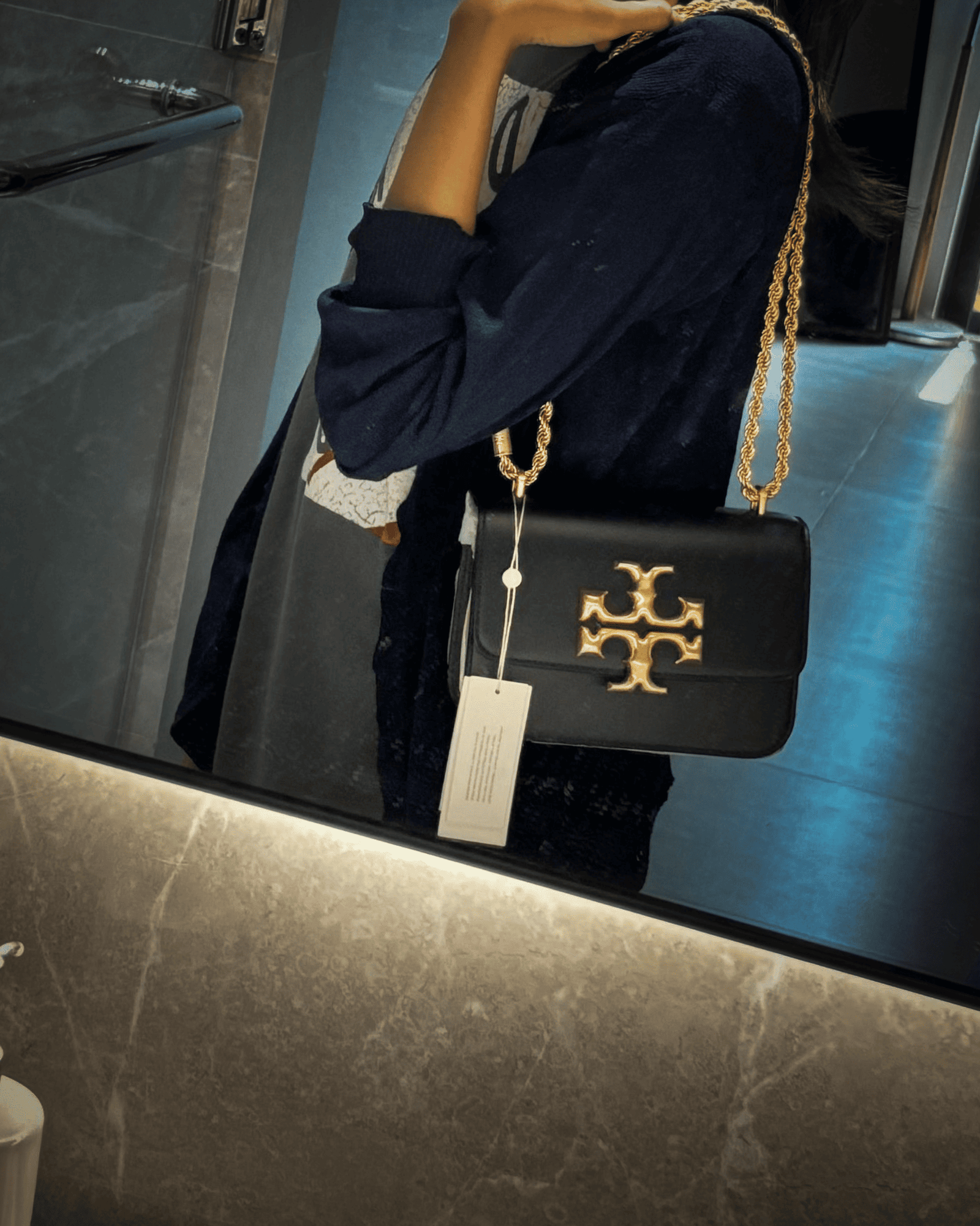 TB Eleanor Small Crossbody Bag Navy - Gambar 3